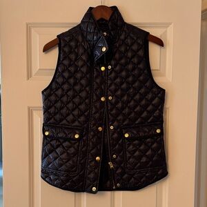 Navy Quilted Vest with Gold Accents